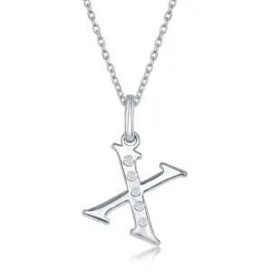 Sterling Silver Diamond "X" Initial Pendant Chain