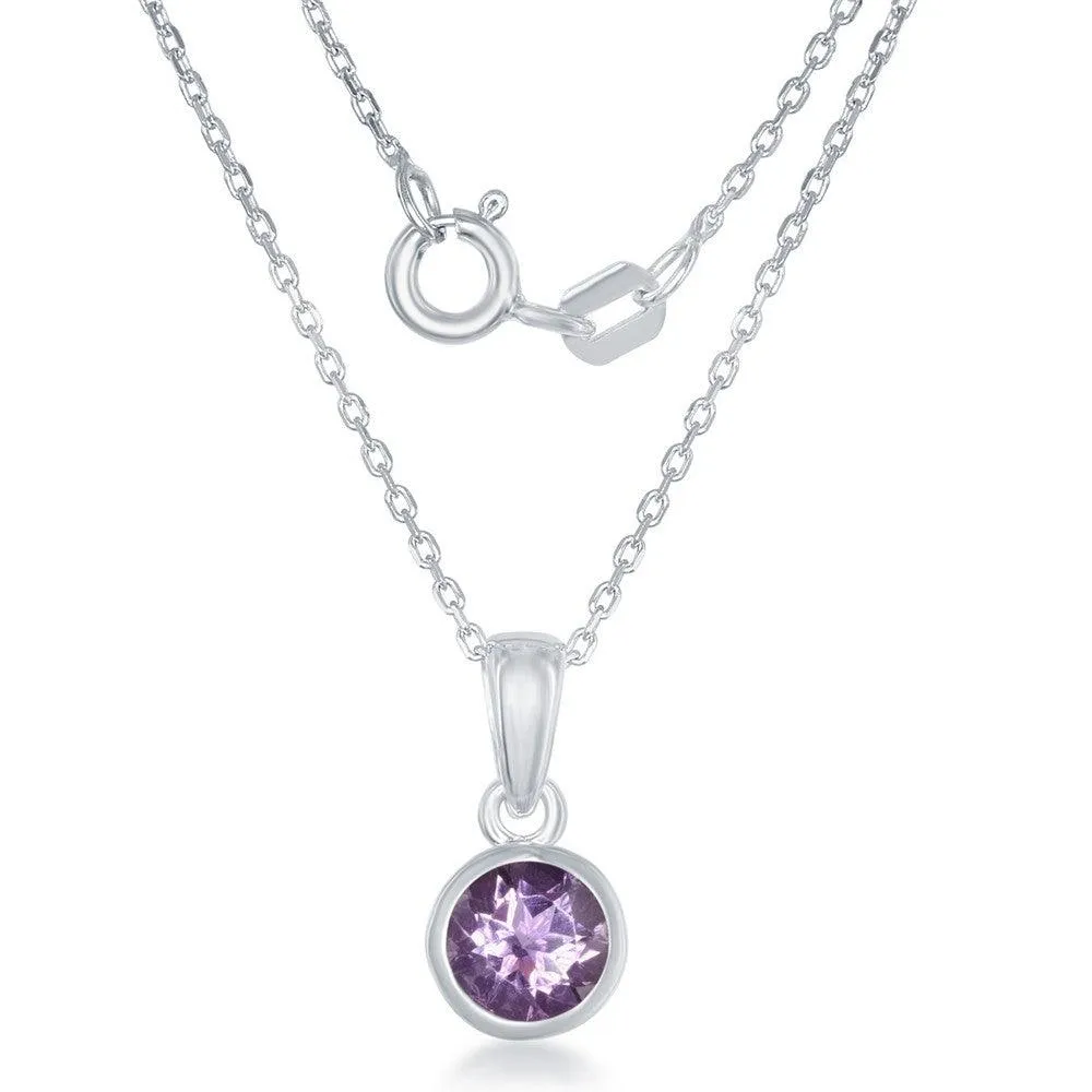 Sterling Silver February Amethyst Pendant Chain