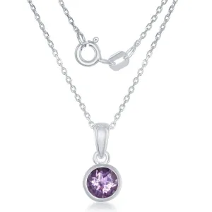 Sterling Silver February Amethyst Pendant Chain