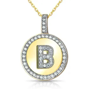 Sterling Silver Gold Plated Circle "B" Pendant with Chain