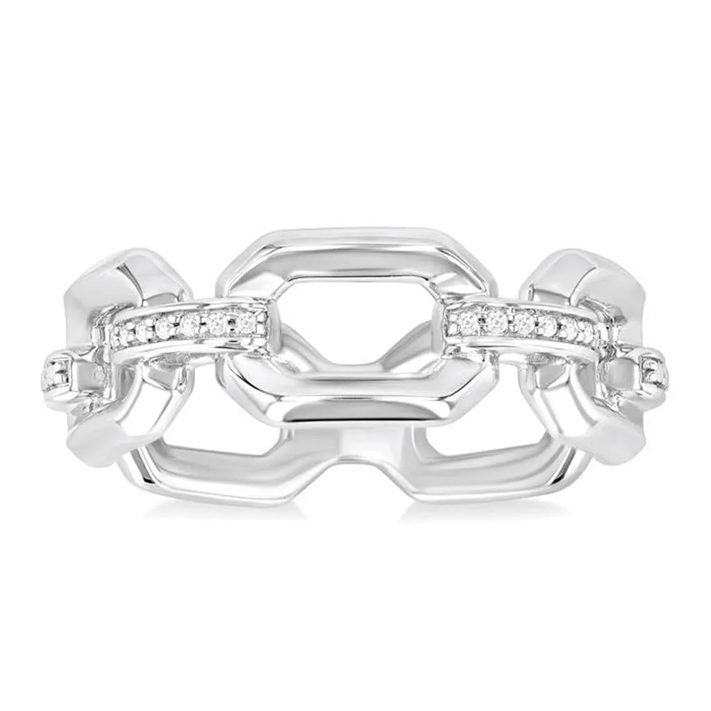 Sterling Silver Open Diamond Ring