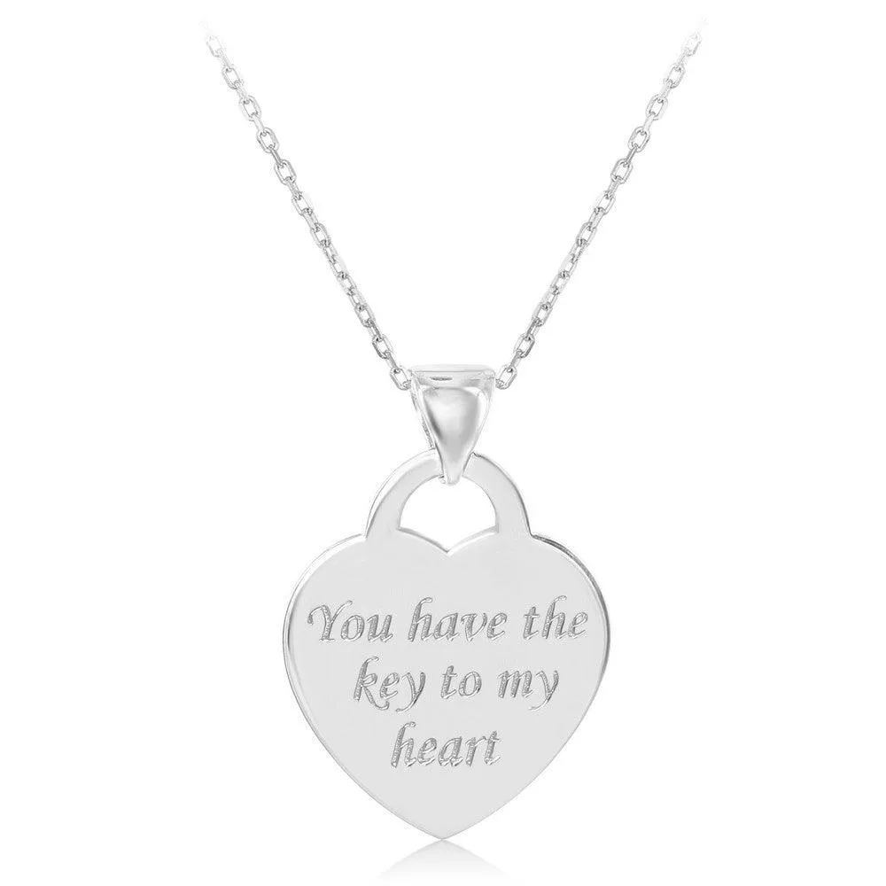 Sterling Silver "You Have The Key to My Heart" Pendant Chain