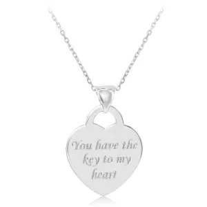 Sterling Silver "You Have The Key to My Heart" Pendant Chain