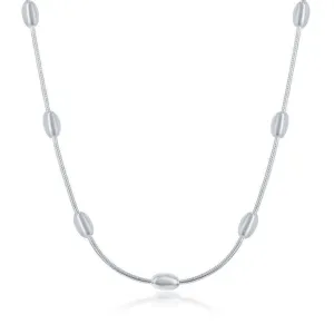 Sterling Silver Snake and Oval Beads Chain, 10"
