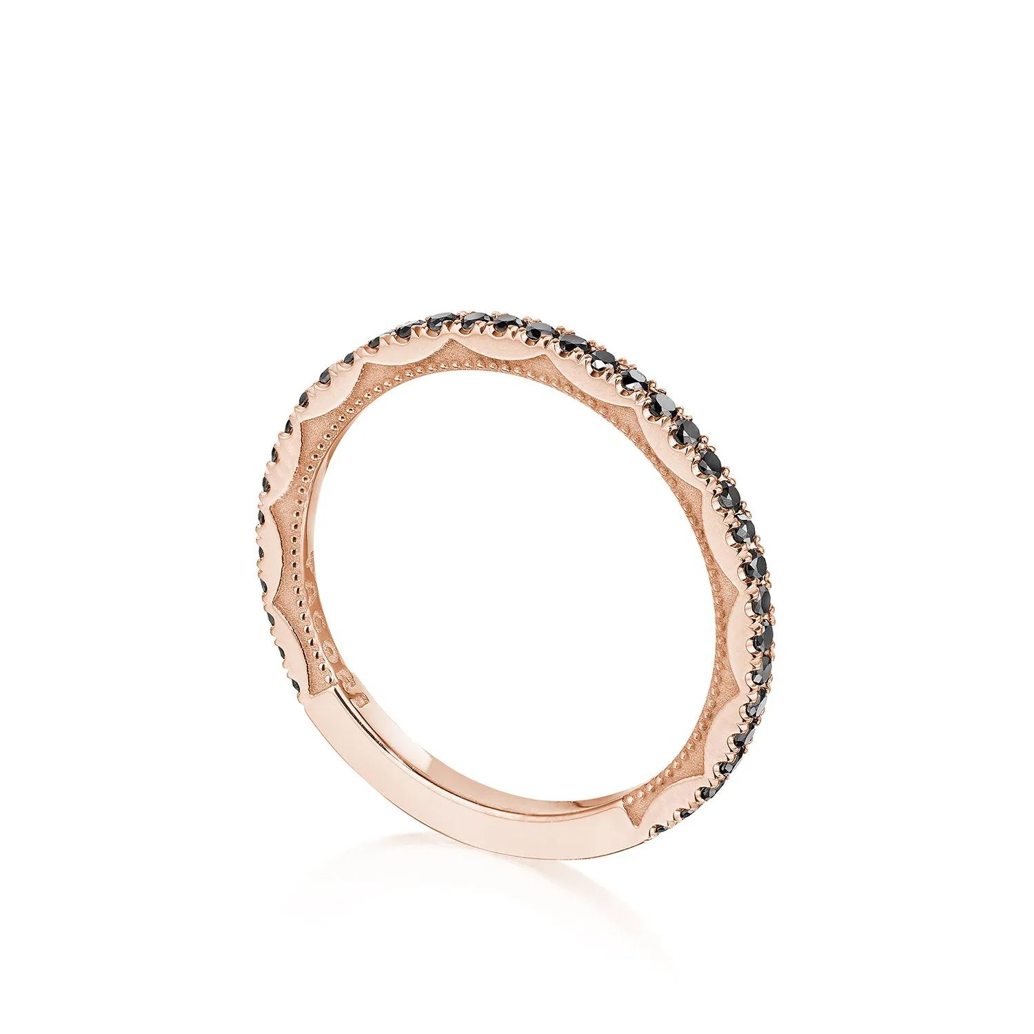 Tacori Sculpted Crescent Round Bezel Droplet Wedding Band with Black Diamond