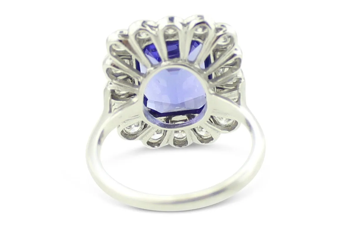Tanzanite and Diamond Cluster Ring Platinum 1.80ct   6.05ct