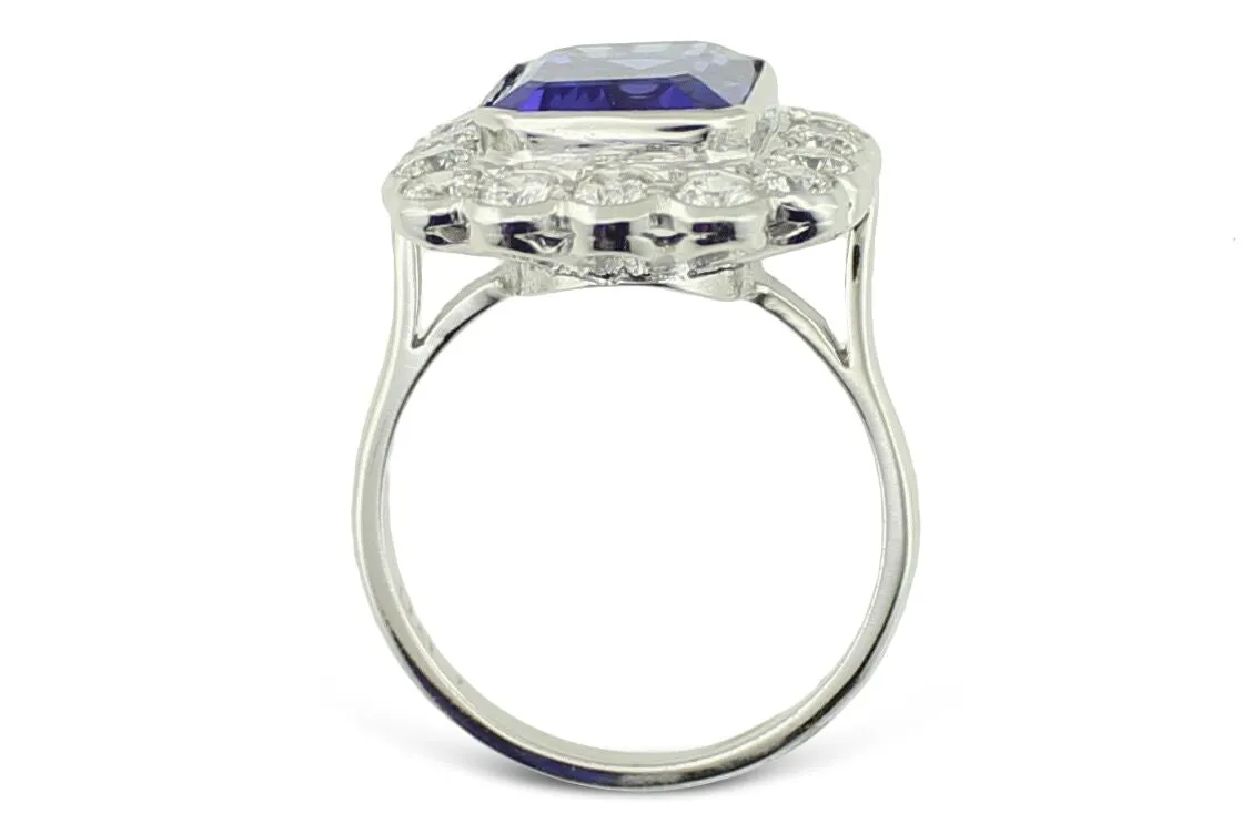 Tanzanite and Diamond Cluster Ring Platinum 1.80ct   6.05ct