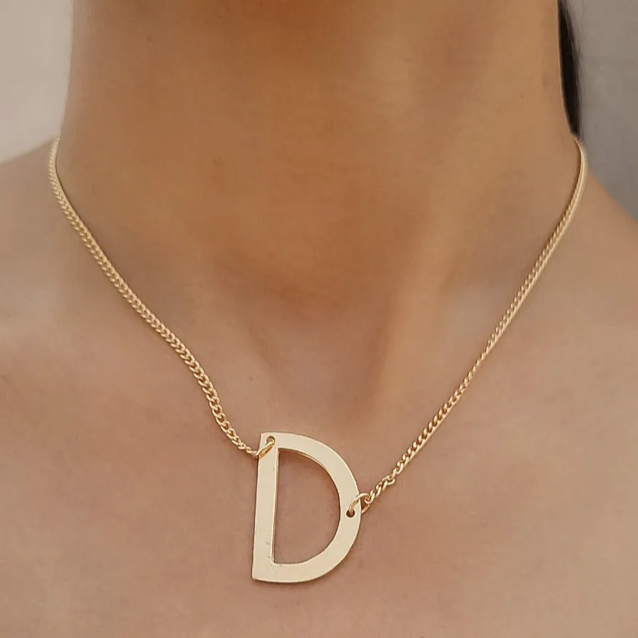 TFC Letter D Gold Plated Pendant Necklace