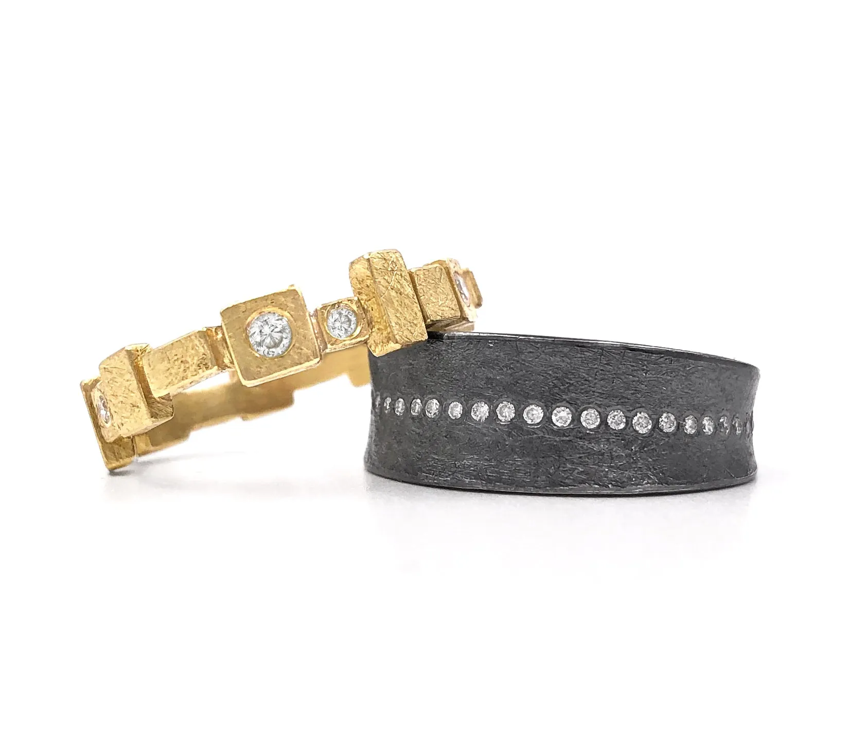 Todd Reed Brilliant Cut White Diamond Golden Blocks Band Ring
