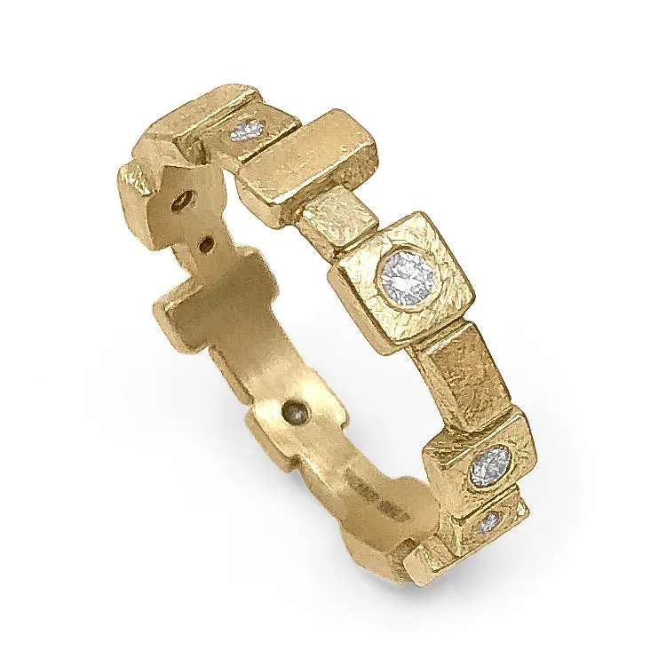 Todd Reed Brilliant Cut White Diamond Golden Blocks Band Ring