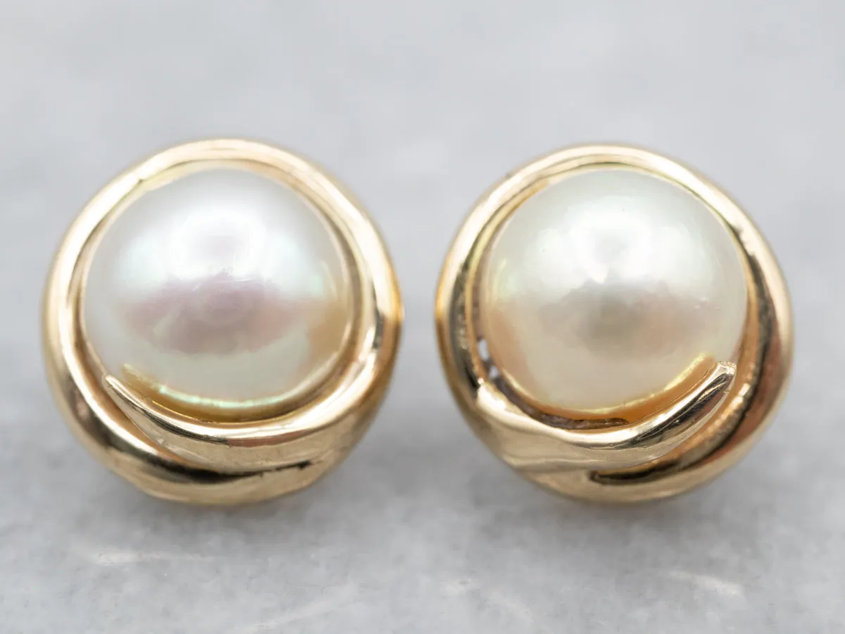 Urban Gold Pearl Stud Earrings