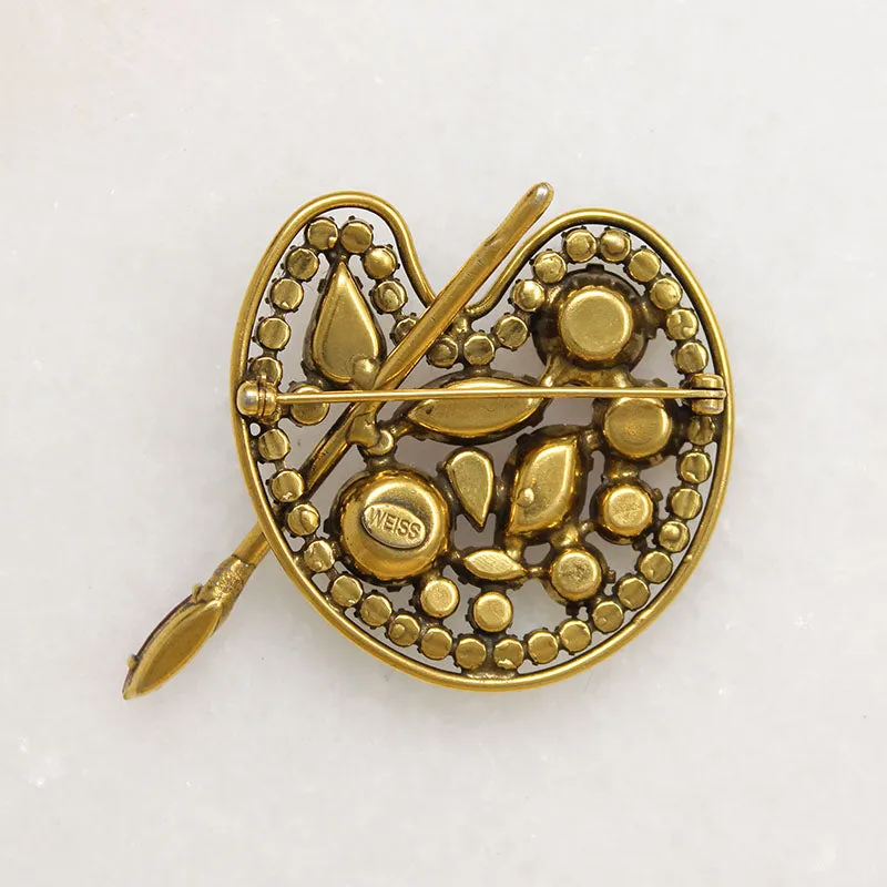 Vibrant Artist's Palette Brooch by Weiss