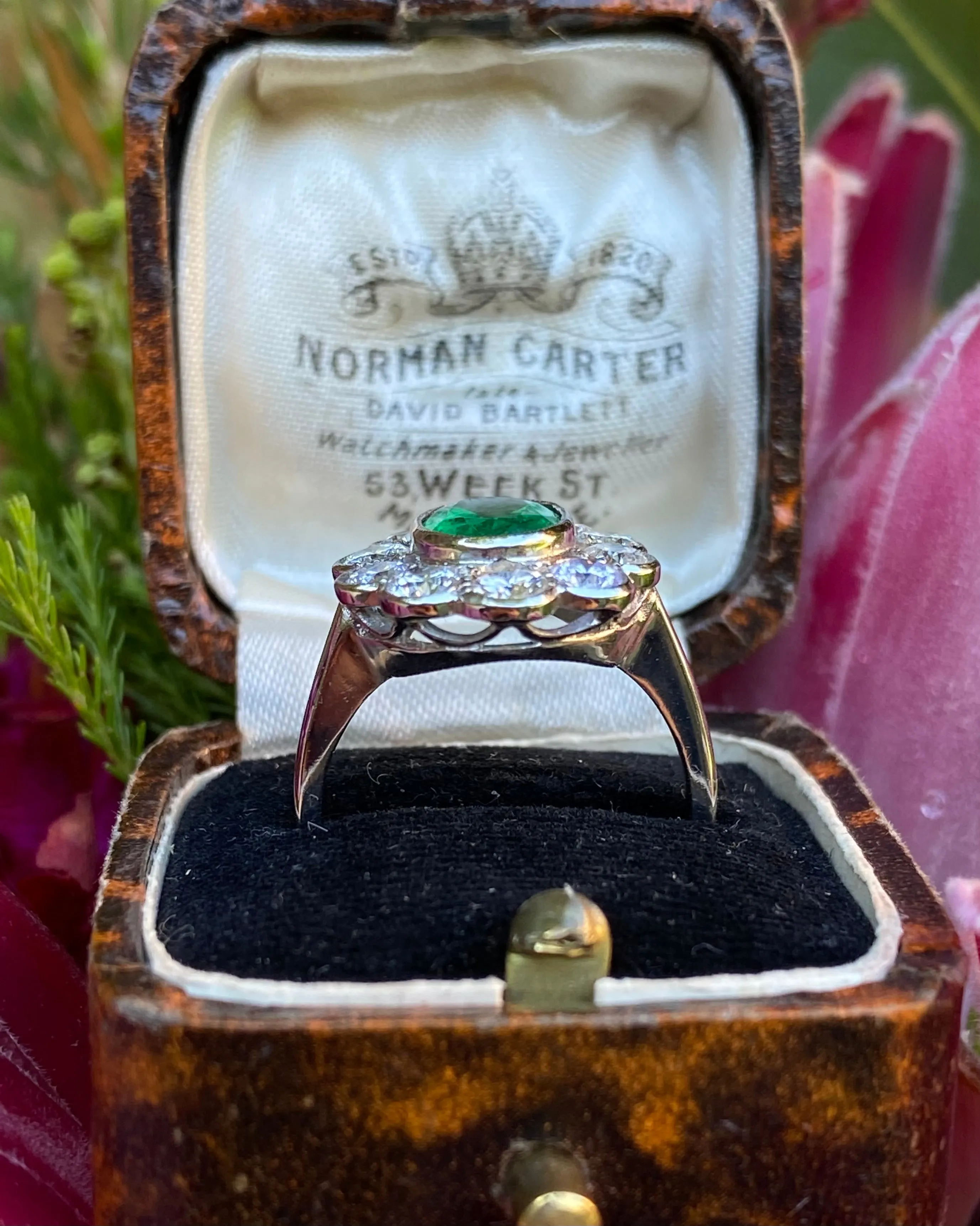 Victorian Emerald and Diamond Platinum Cluster Ring 1.60ct   1.95ct