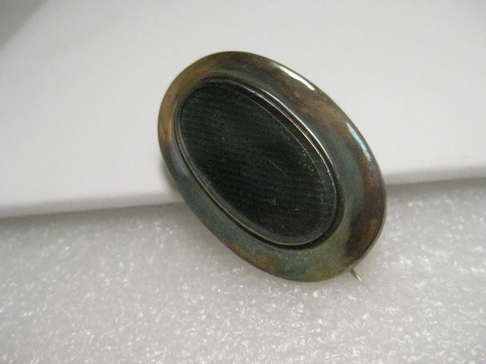 Vintage 1800's Victorian Woven Hair Mourning Brooch, 14kt Gold and 10kt White G.F.