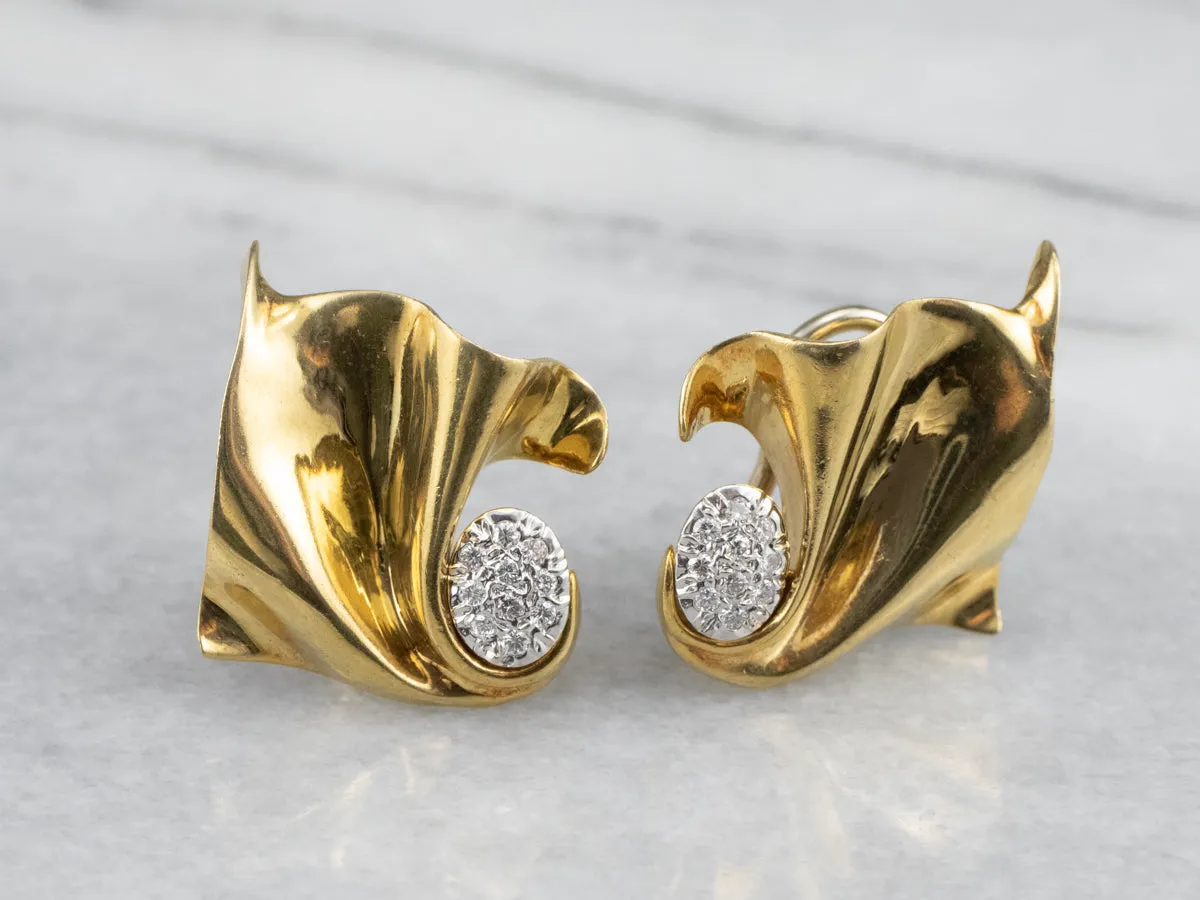 Vintage 18K Gold Diamond Cluster Stud Earrings