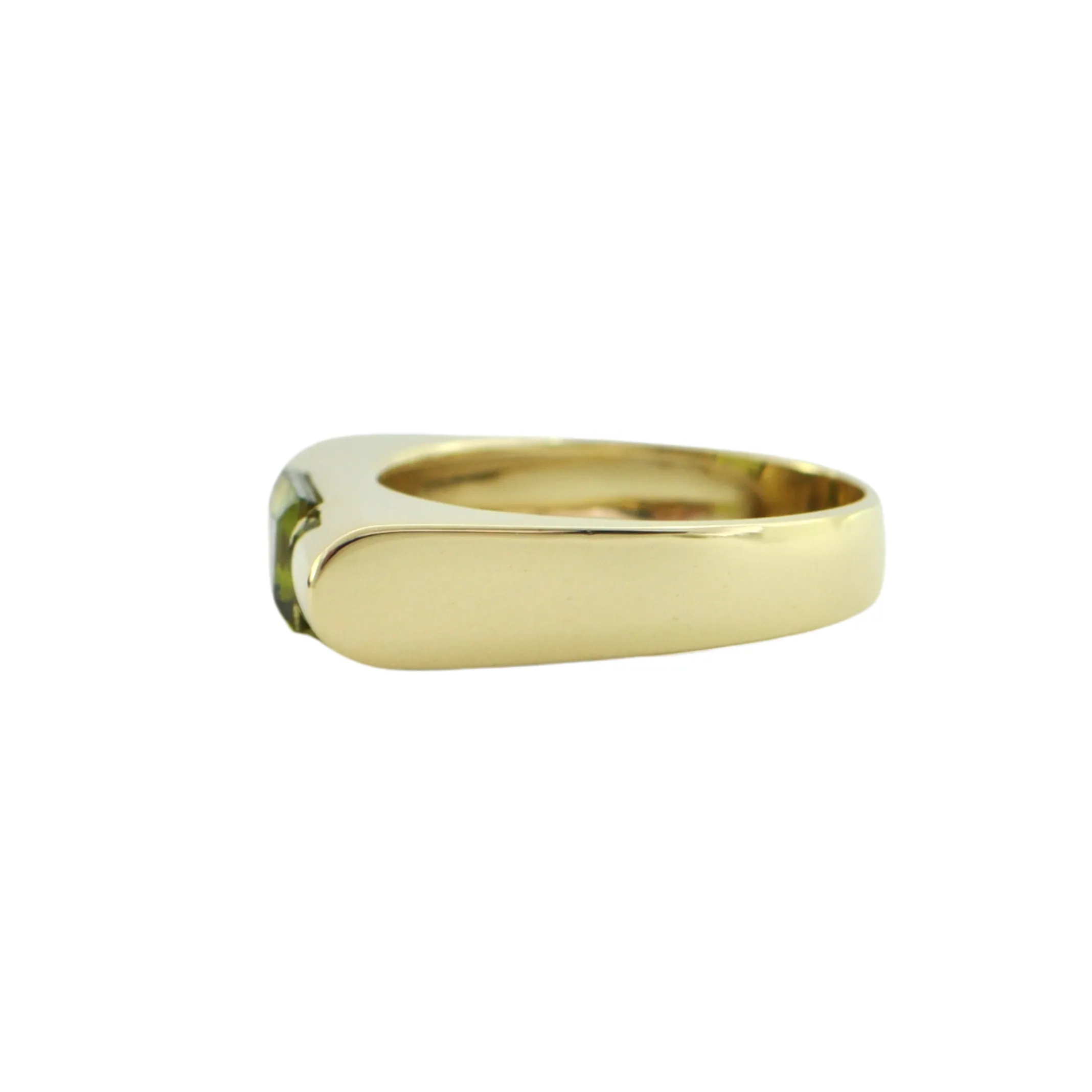 Vintage 18K Yellow Gold Peridot Bar Ring