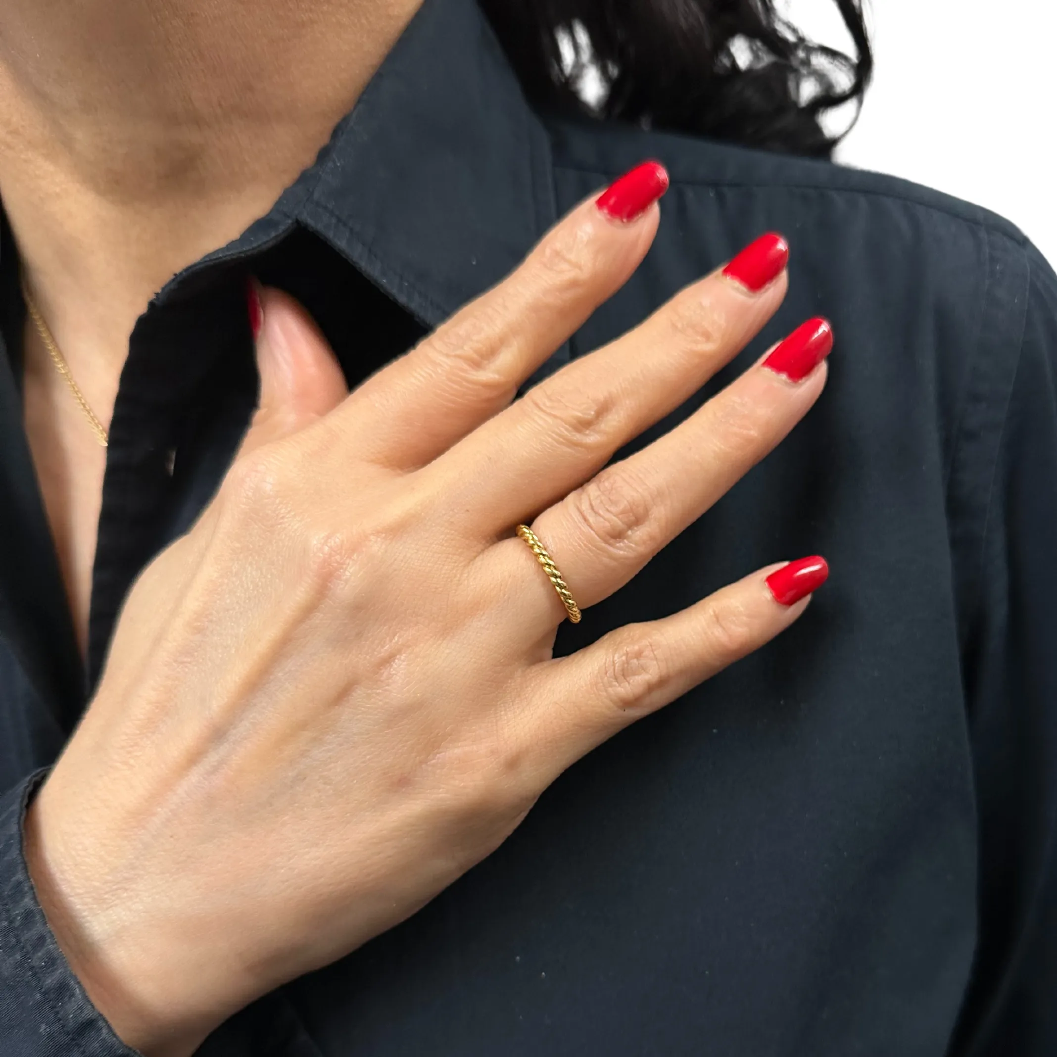 Vintage 18k Yellow Gold Twisted Cable  Band Ring
