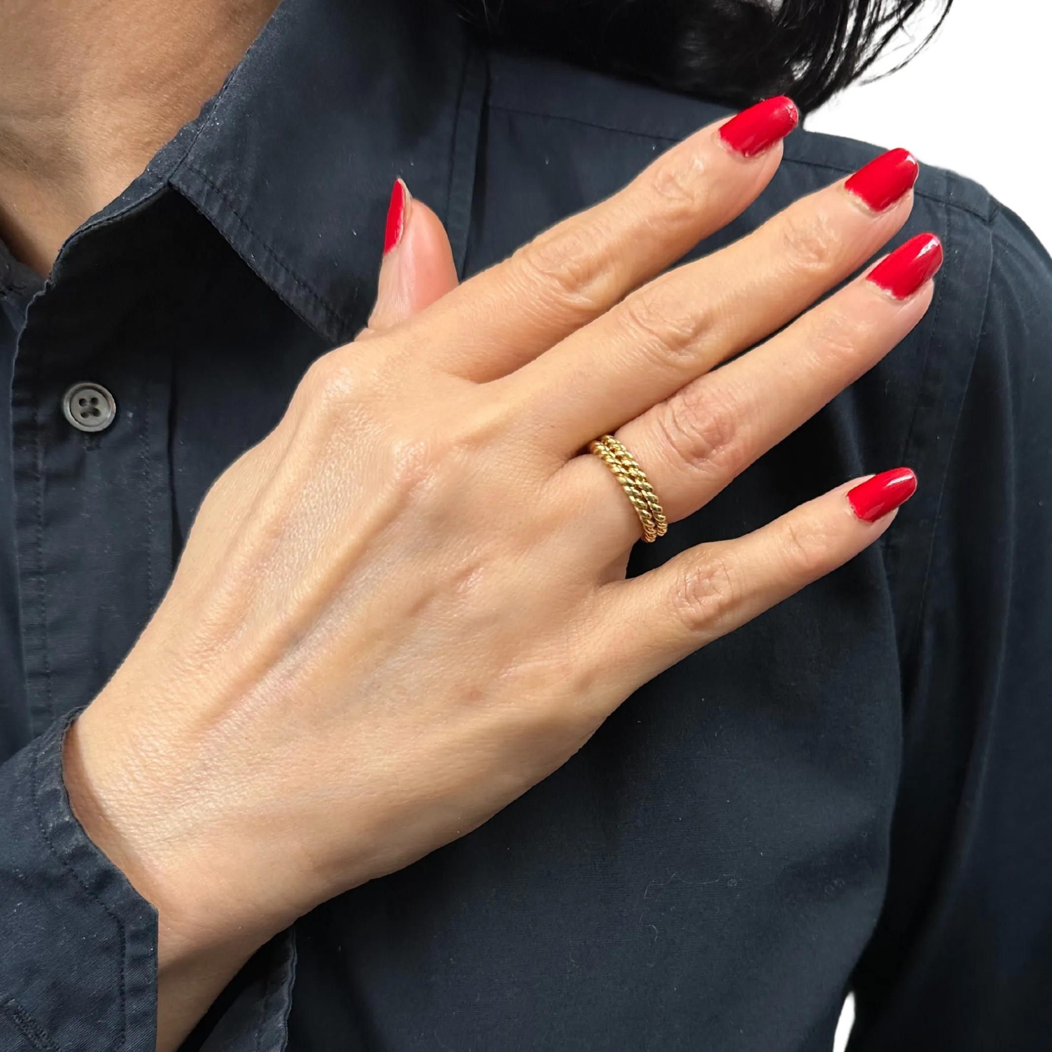 Vintage 18k Yellow Gold Twisted Cable  Band Ring