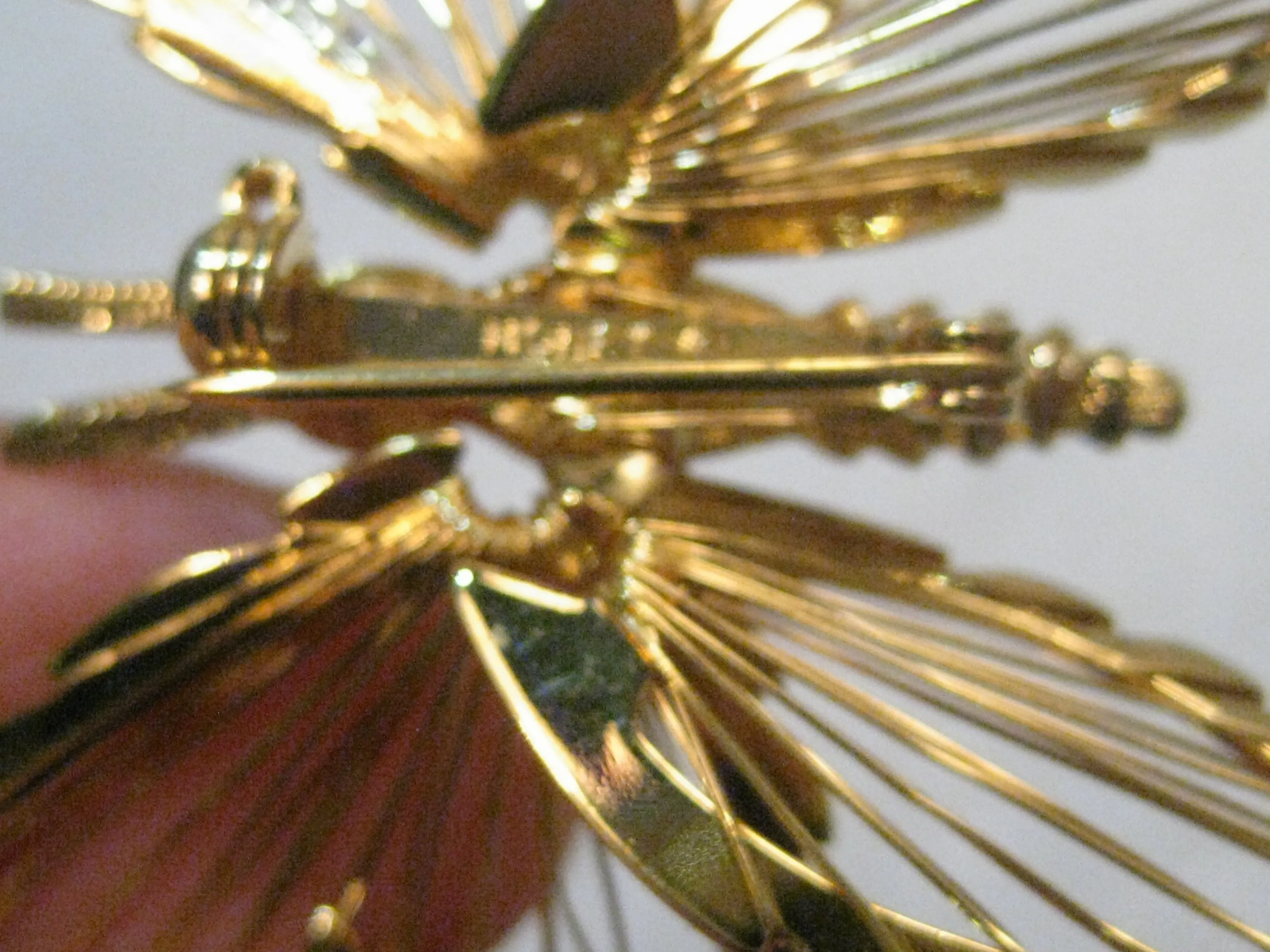 Vintage Monet Butterfly Brooch, Wired Gold Tone, 1960's, 1.5" Long