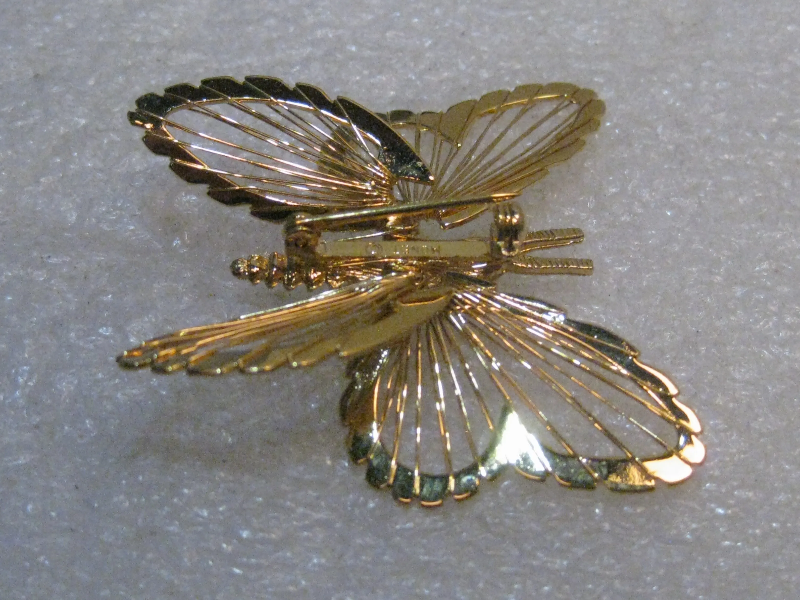 Vintage Monet Butterfly Brooch, Wired Gold Tone, 1960's, 1.5" Long
