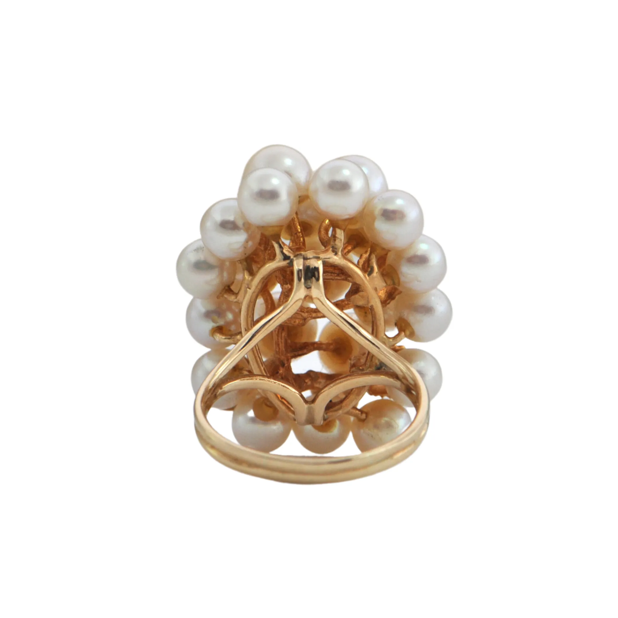 Vintage Pearl and Gold Leaf Cluster Ring
