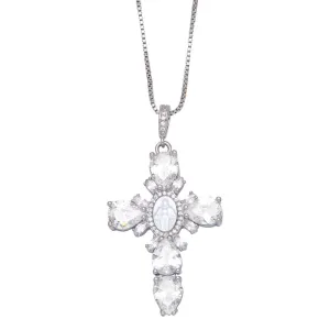 Vintage Religious Virgin Mary Cross Virgencita Necklace