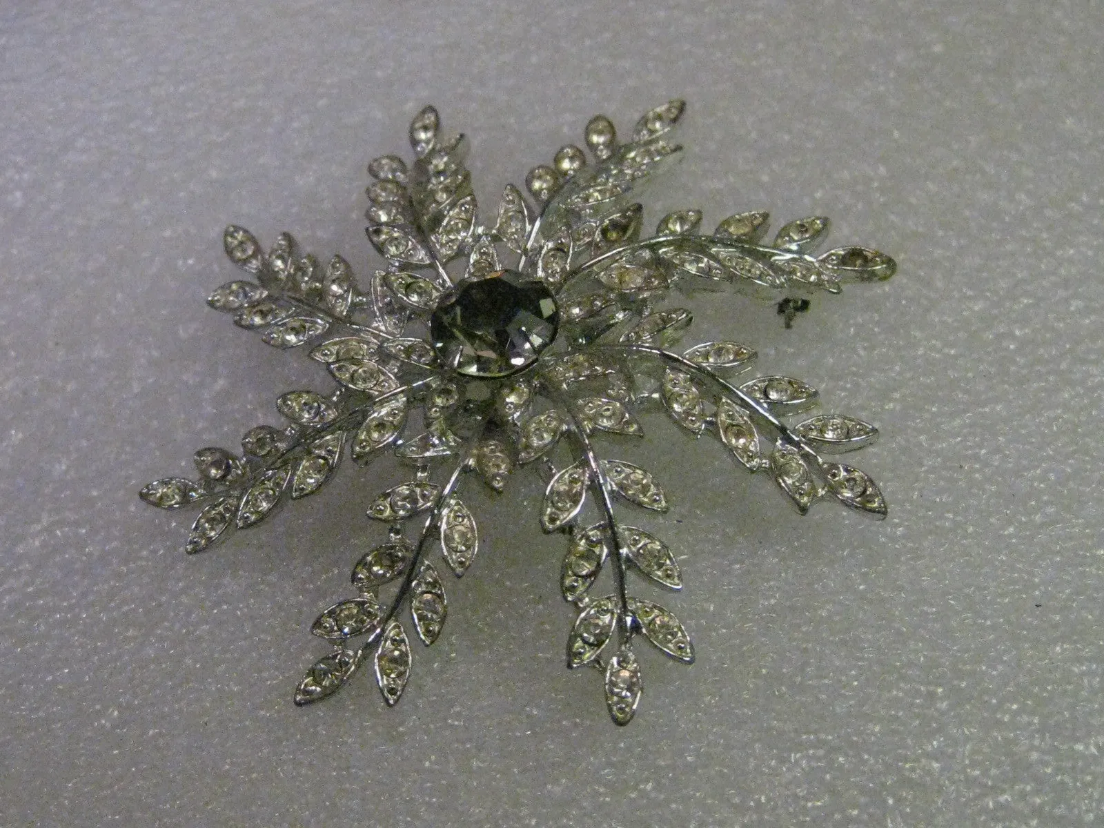 Vintage Rhinestone Floral Brooch, Sarah Coventry, Silvertone, Domed, Estate Vintage Jewelry