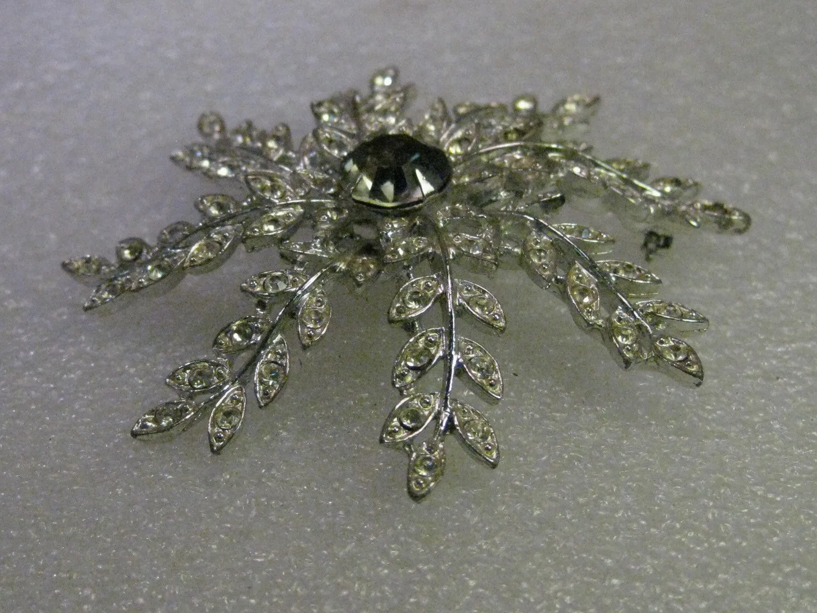 Vintage Rhinestone Floral Brooch, Sarah Coventry, Silvertone, Domed, Estate Vintage Jewelry
