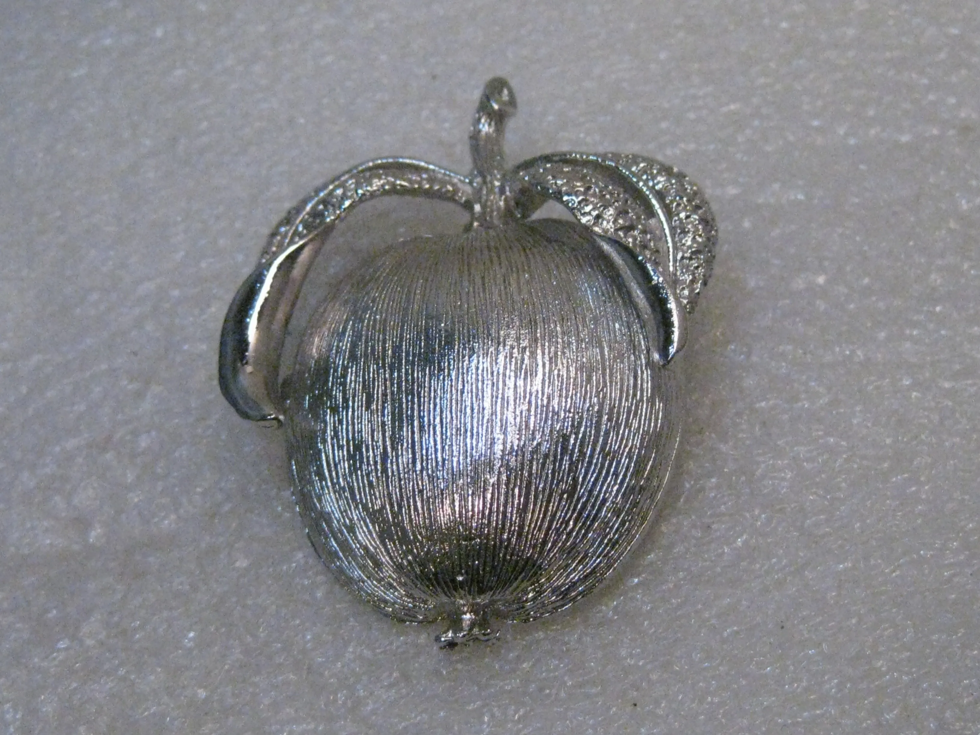 Vintage Sarah Coventry Apple Brooch, 2.25", Silver Tone, 1970's