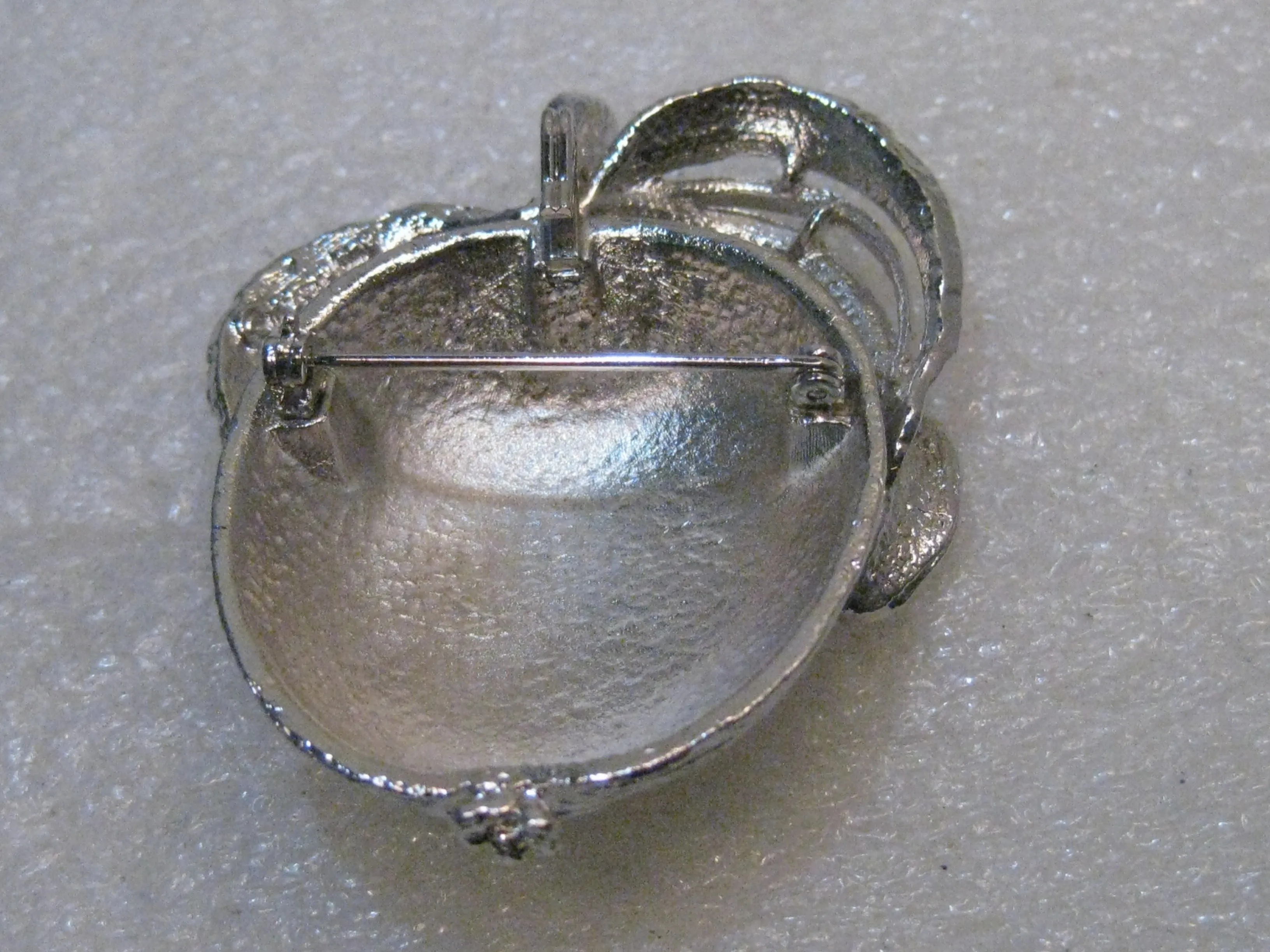 Vintage Sarah Coventry Apple Brooch, 2.25", Silver Tone, 1970's