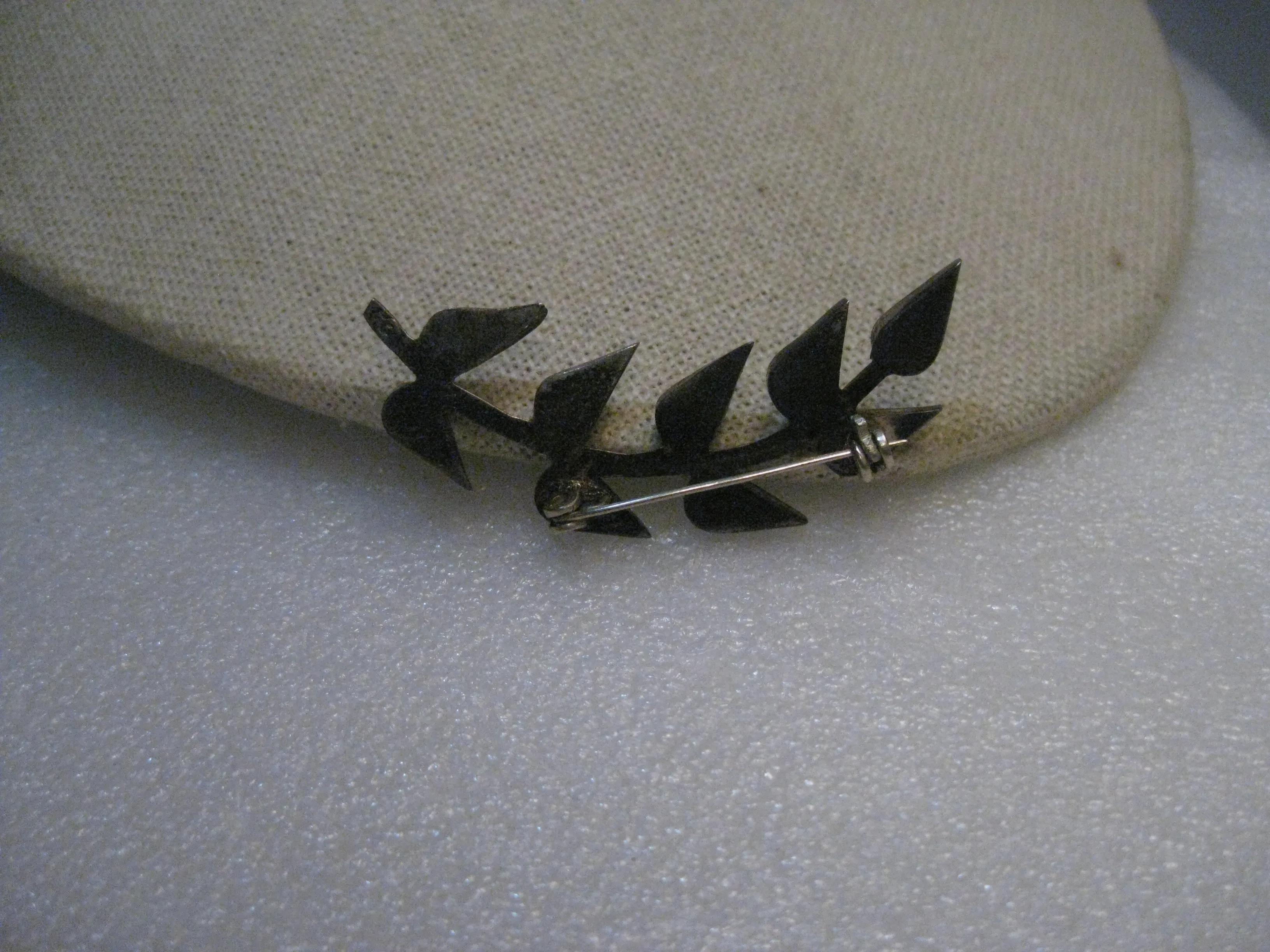 Vintage Southwestern Sterling Turquoise Brooch, Branch/Leaves, 2" Long, signed