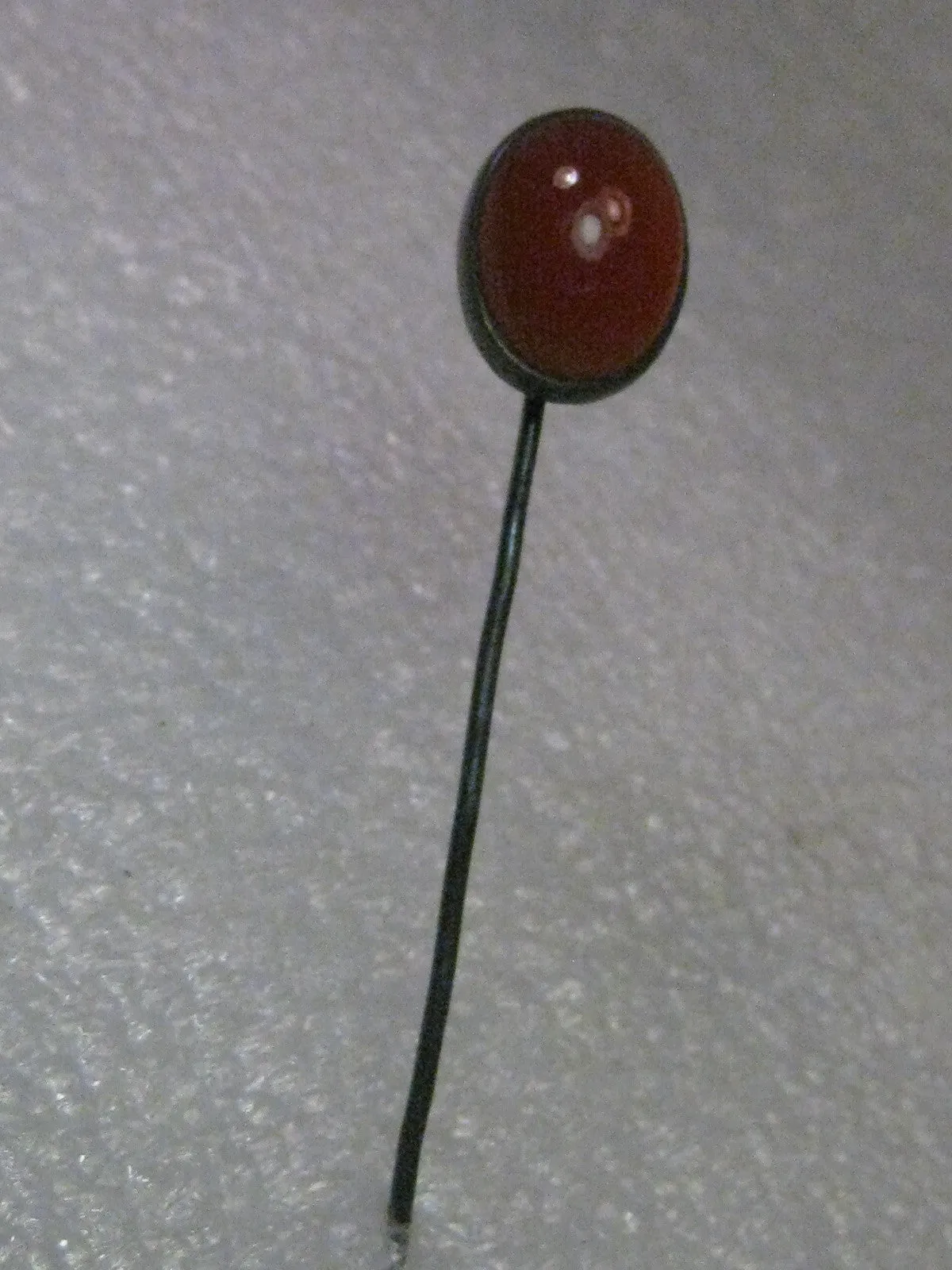 Vintage Sterling Silver Carnelian Stick Pin, Domed Oval, MId-Century or earlier