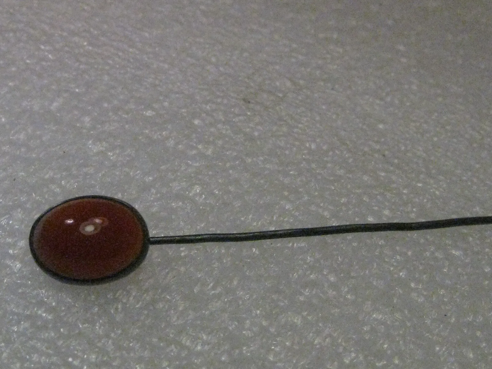 Vintage Sterling Silver Carnelian Stick Pin, Domed Oval, MId-Century or earlier