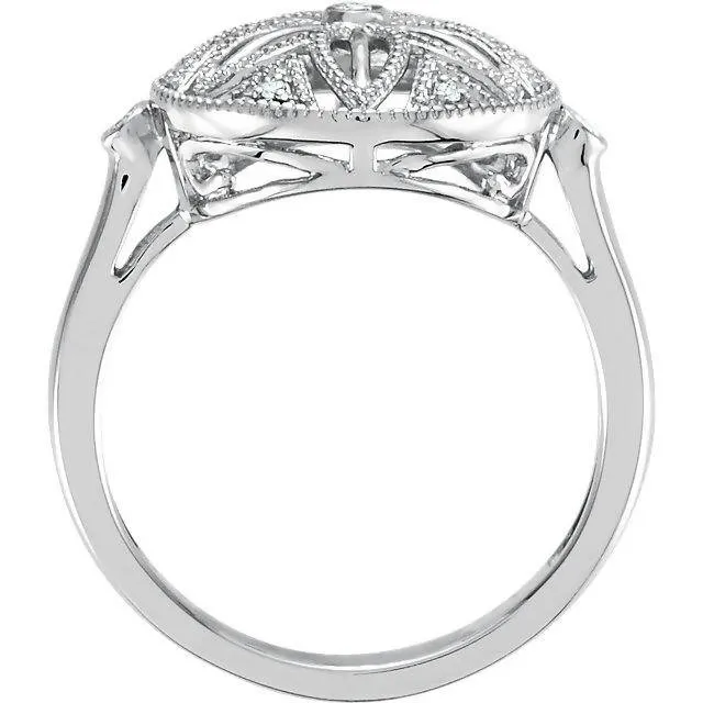 Vintage Style Filigree Sterling Silver .05 CTW Diamond Ring
