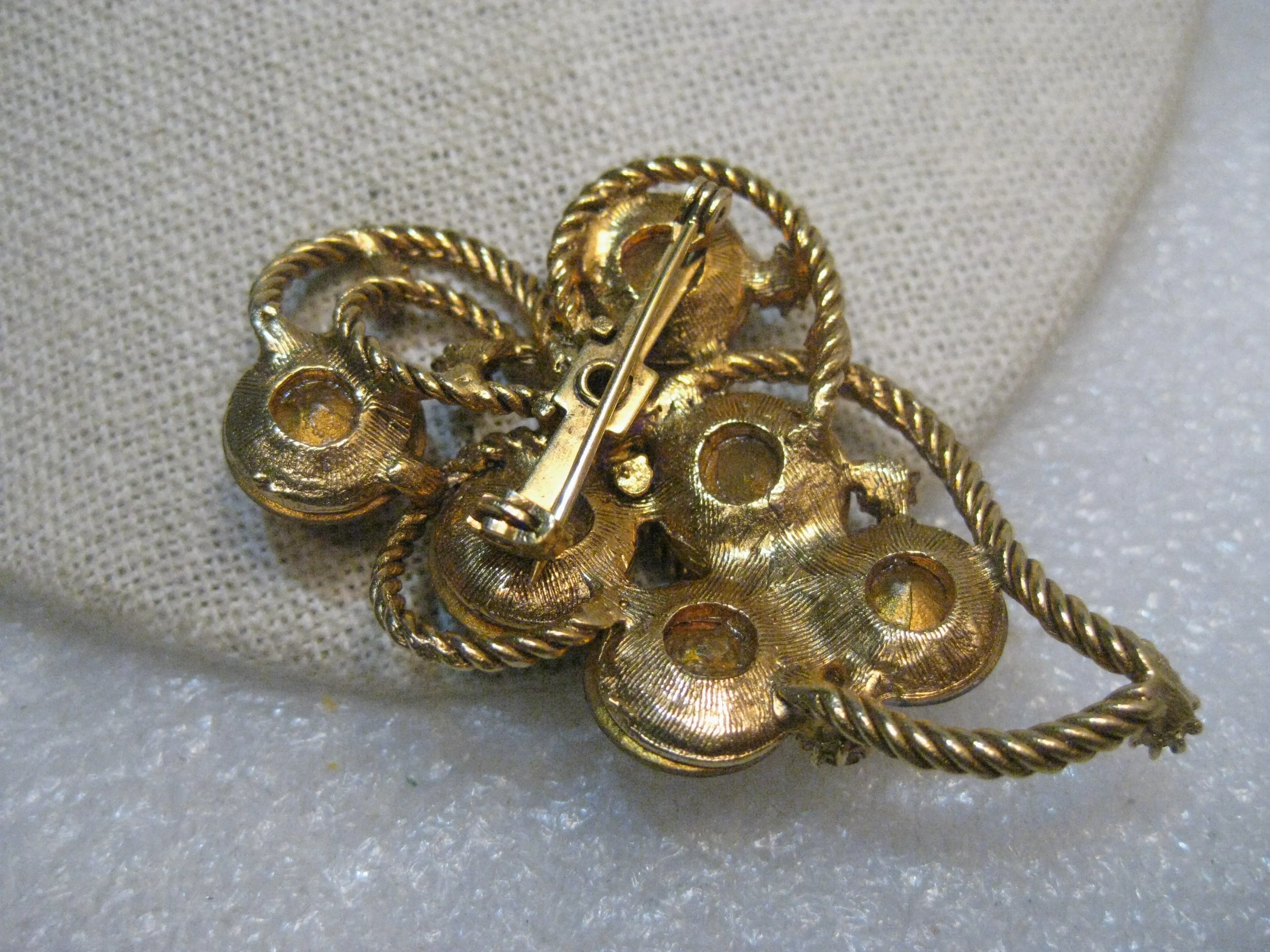 Vintage Watermelon Margarita Rivoli Brooch, 1960's, 2.5", Gold Tone