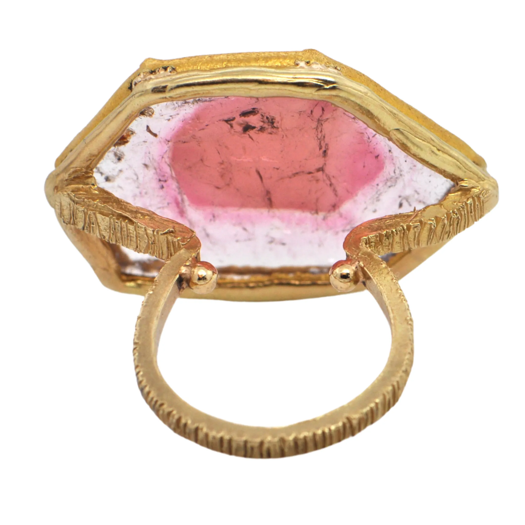 Watermelon Tourmaline 18k Gold Ring