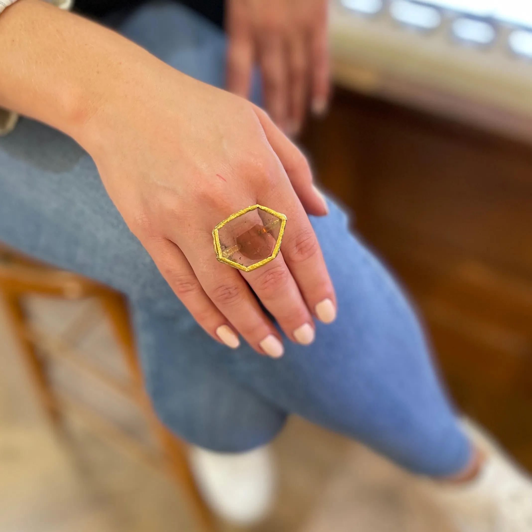 Watermelon Tourmaline 18k Gold Ring