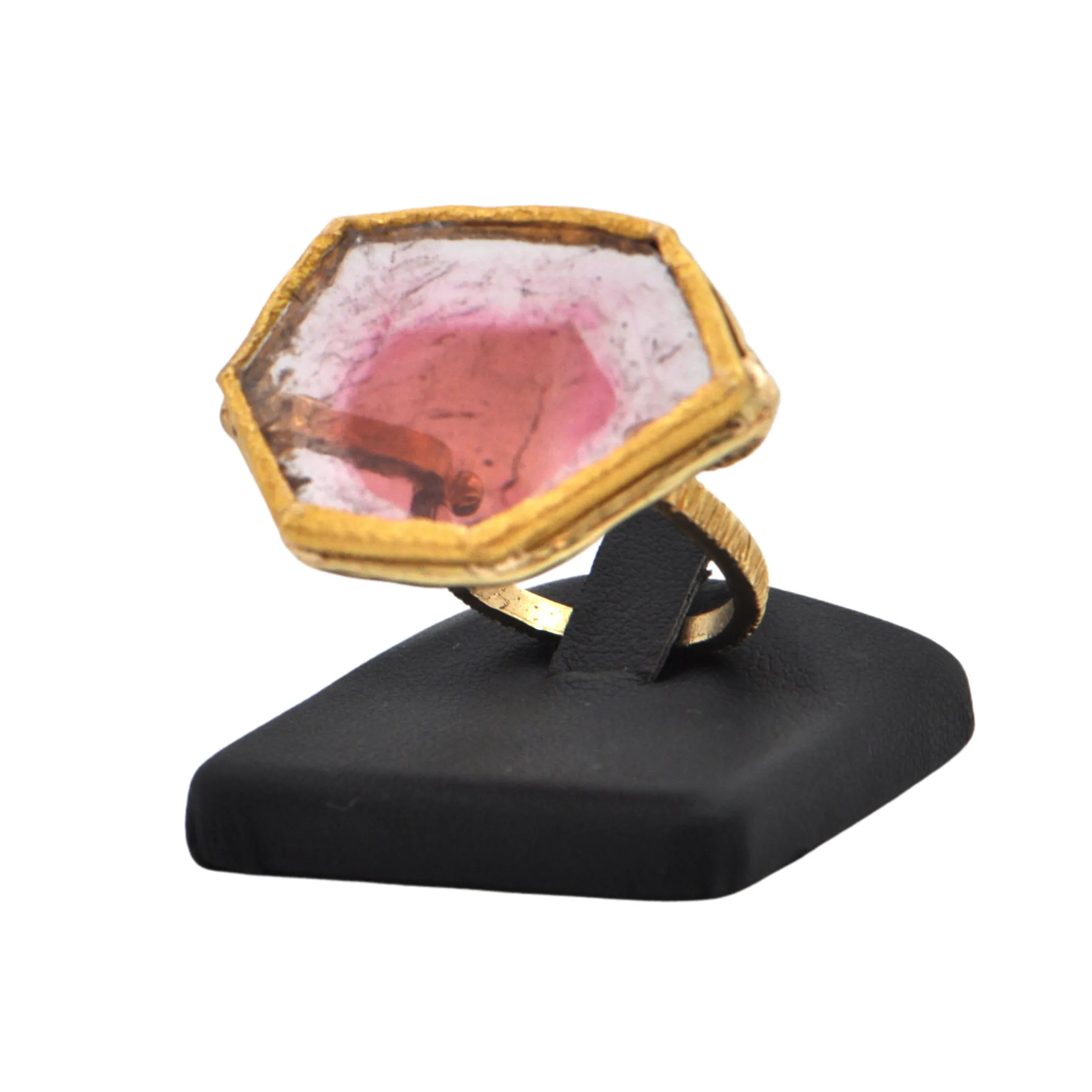 Watermelon Tourmaline 18k Gold Ring