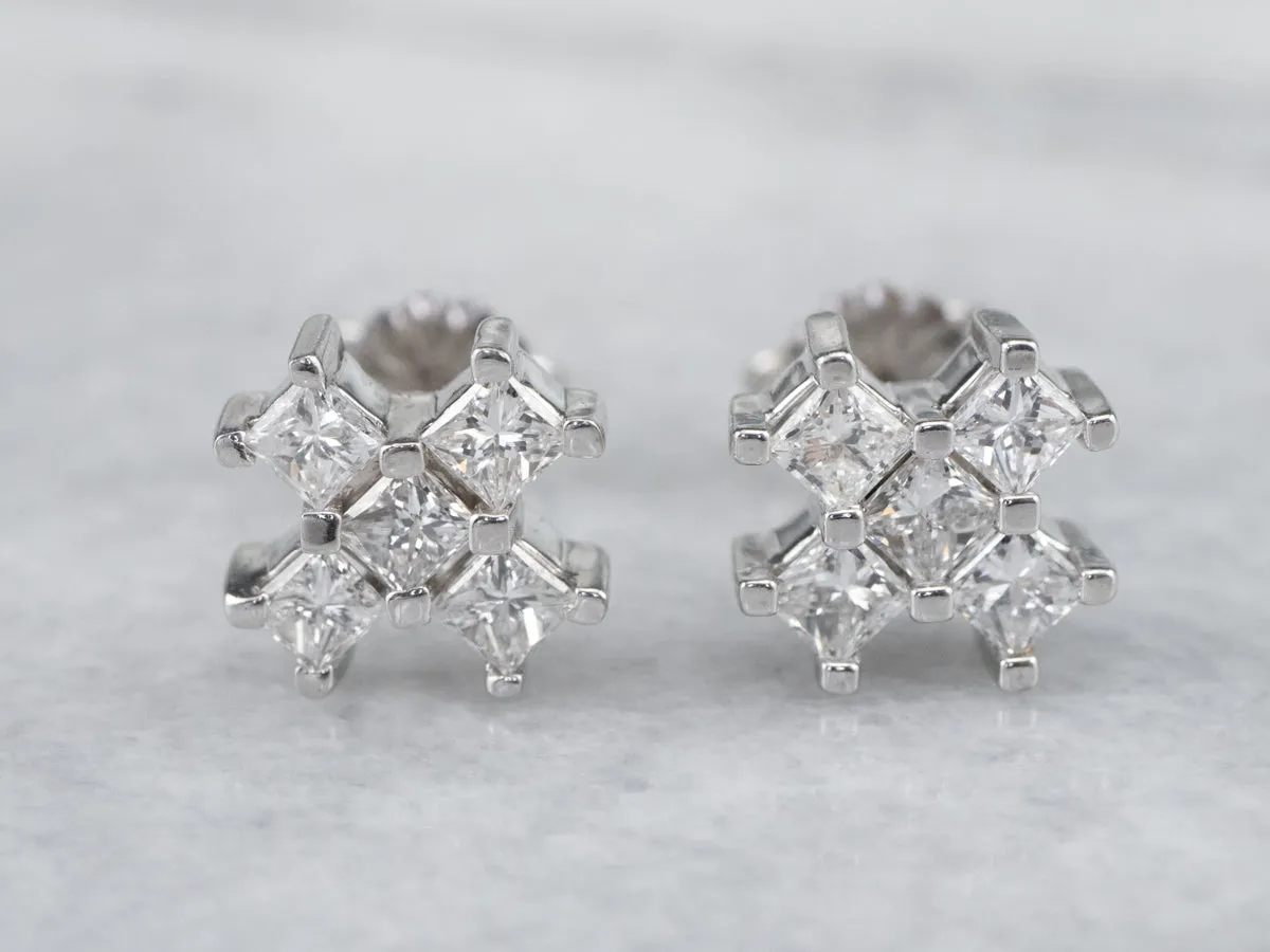 White Gold Diamond X Stud Earrings