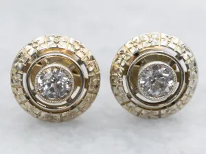 White Sapphire Stud Earrings with Floral Halo