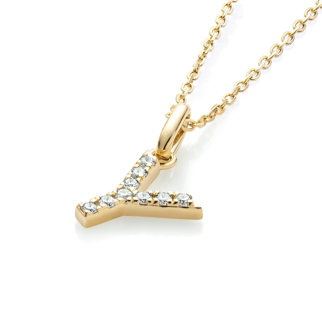 Y Letter Pendant Yellow Gold