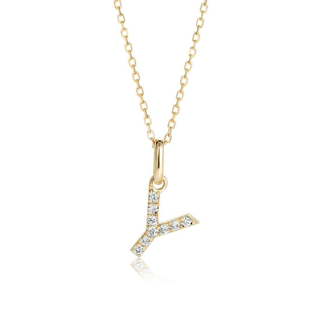 Y Letter Pendant Yellow Gold