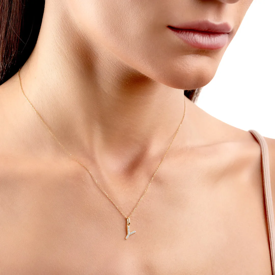 Y Letter Pendant Yellow Gold