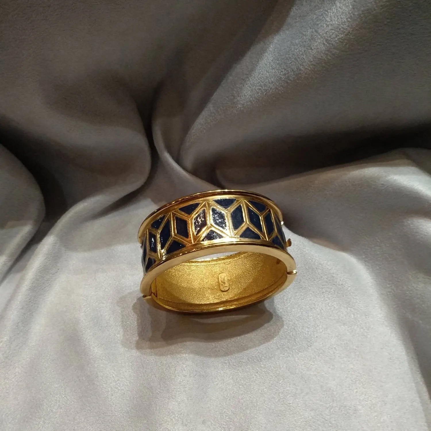 Yves Saint Laurent Vintage gold blue  art deco style bracelet