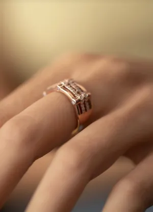 Zariya Rose Gold Plated Adjustable Ring - 925 Sterling Silver