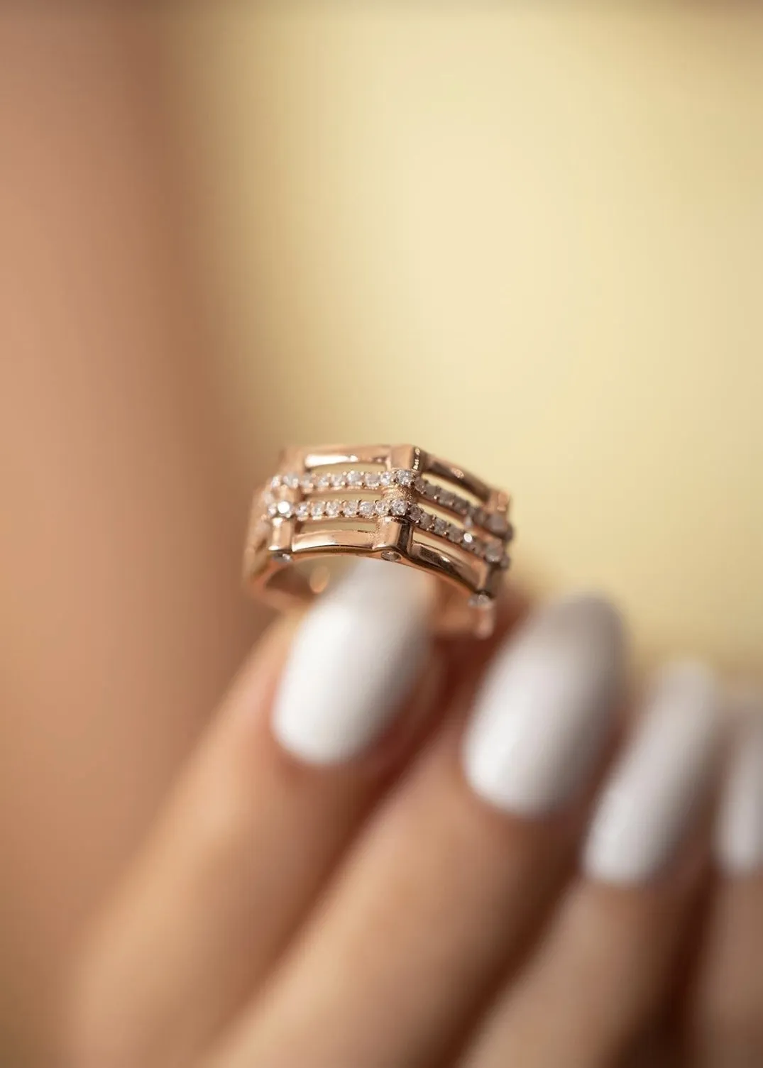 Zariya Rose Gold Plated Adjustable Ring - 925 Sterling Silver